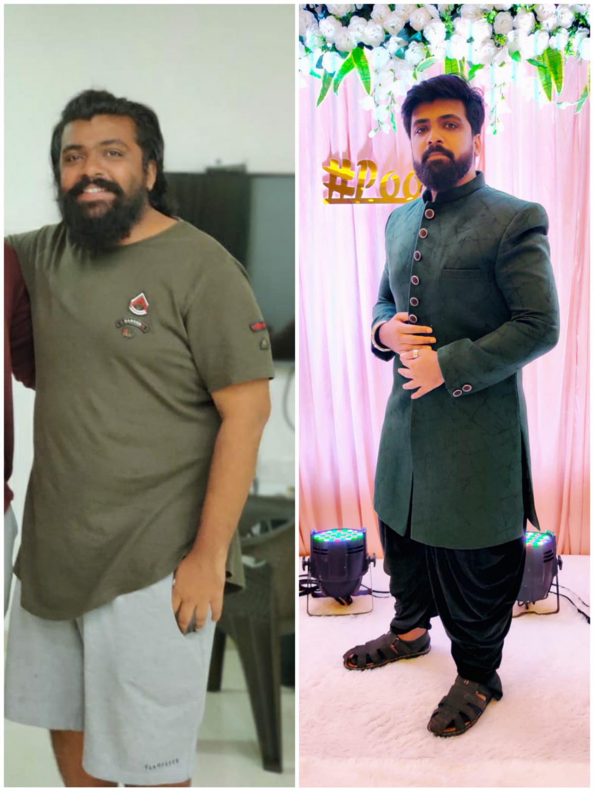 Two photographs shared by Preyas from his weight-management journey